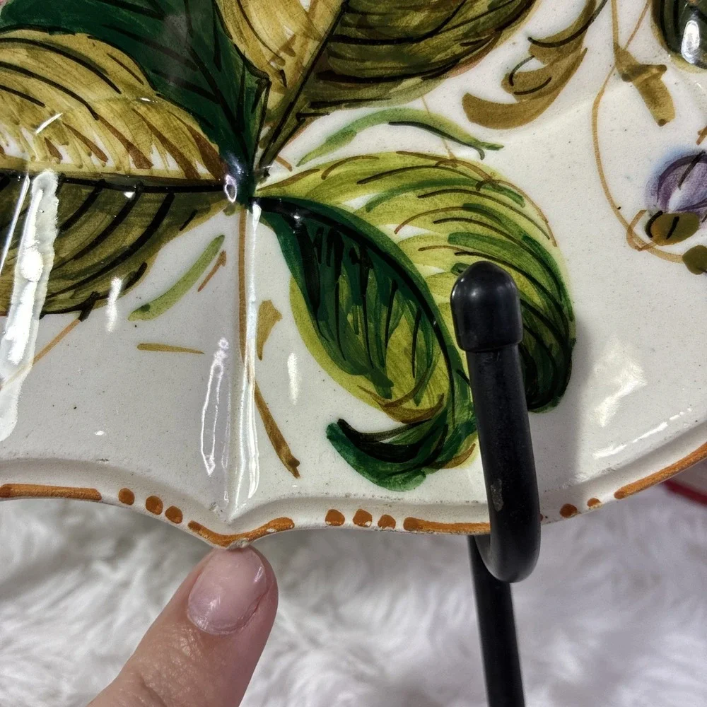 Italian Majolica pottery Plate Handpainted 13 Inch Numbered Made In Italy